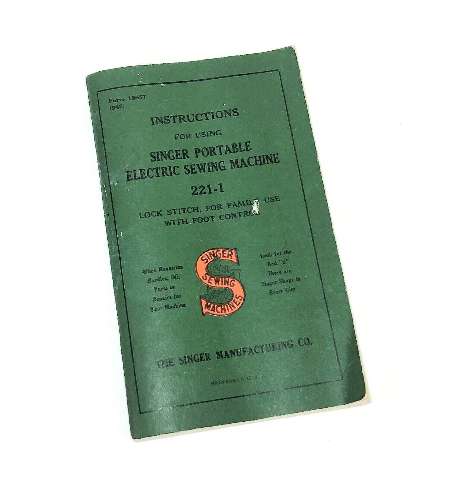 Singer Featherweight 221 Sewing Machine Instruction Manual Vintage Original 1941 - The Old Singer Shop