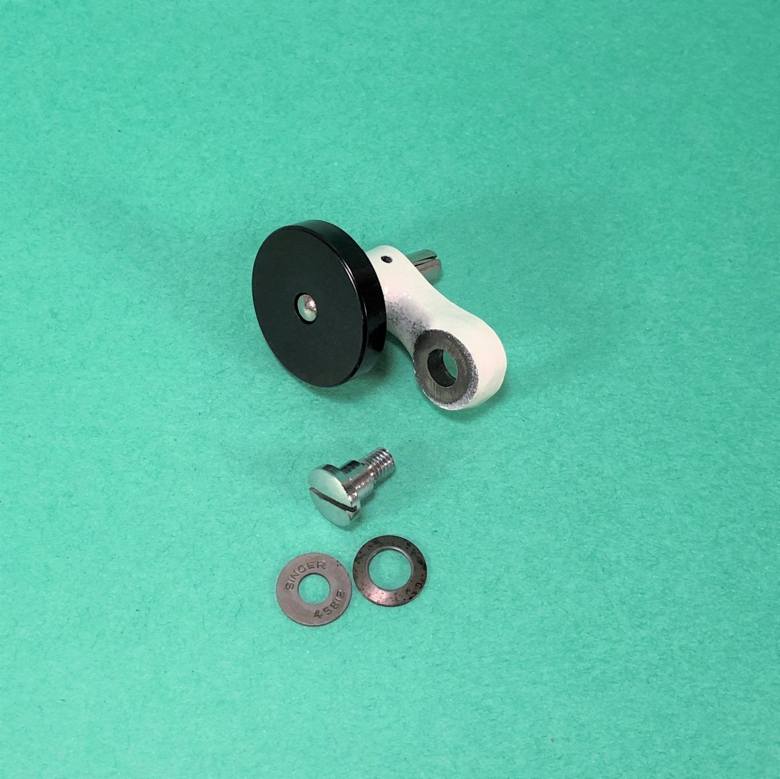 Singer White 221K Featherweight Sewing Machine Bobbin Winder with Chrome Screw - The Old Singer Shop