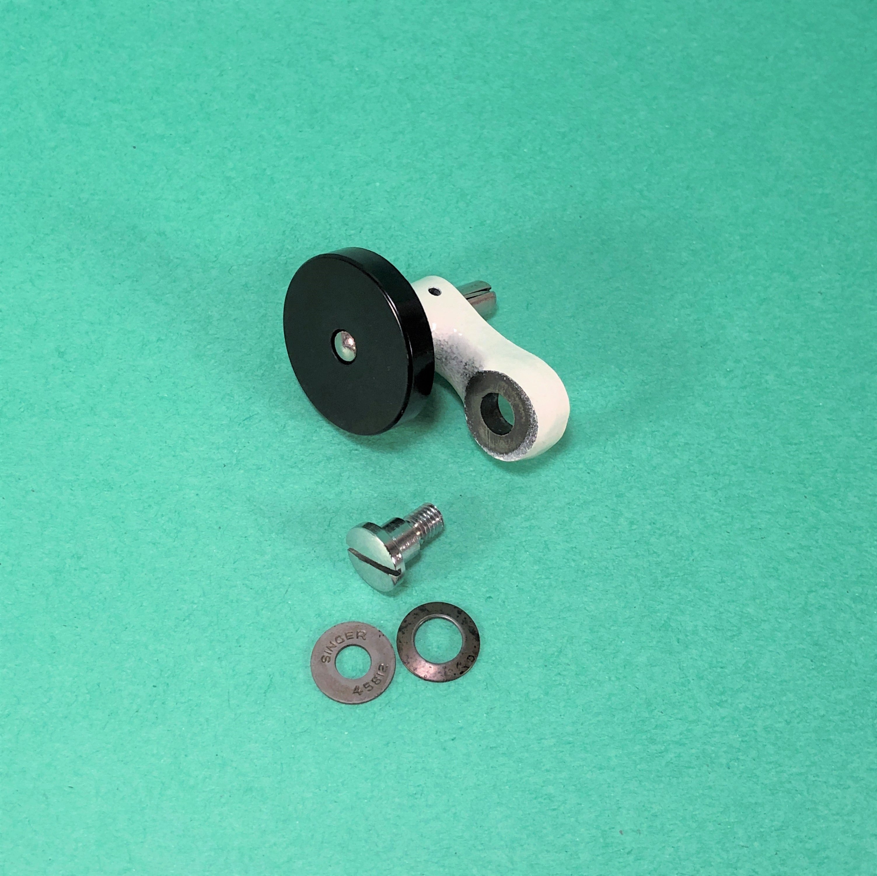 Singer White 221K Featherweight Sewing Machine Bobbin Winder with Chrome Screw - The Old Singer Shop