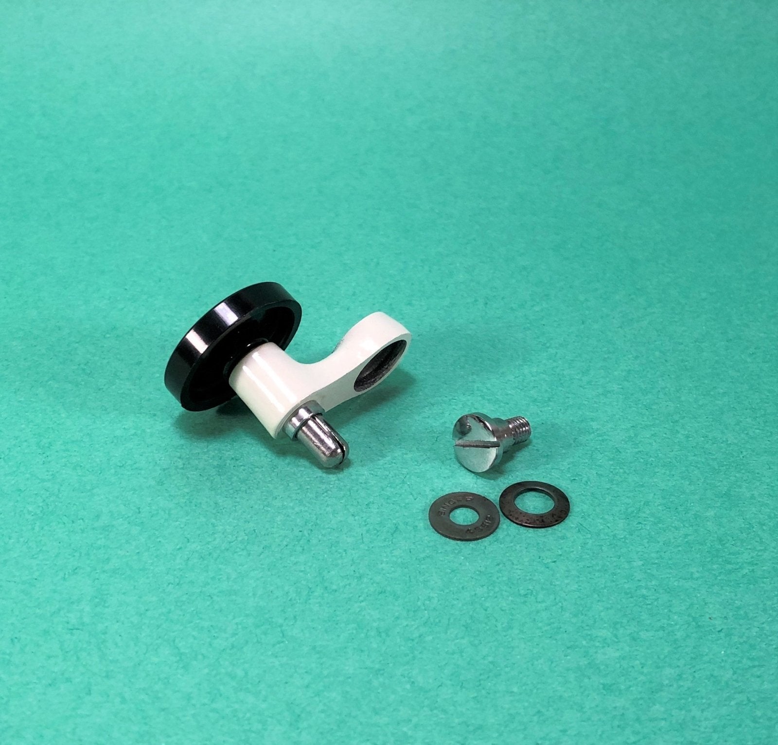 Singer White 221K Featherweight Sewing Machine Bobbin Winder with Chrome Screw - The Old Singer Shop