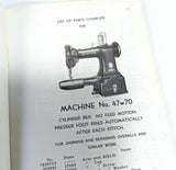 Singer 47W70 Industrial Sewing Machine List of Parts Booklet Manual 1956 - The Old Singer Shop