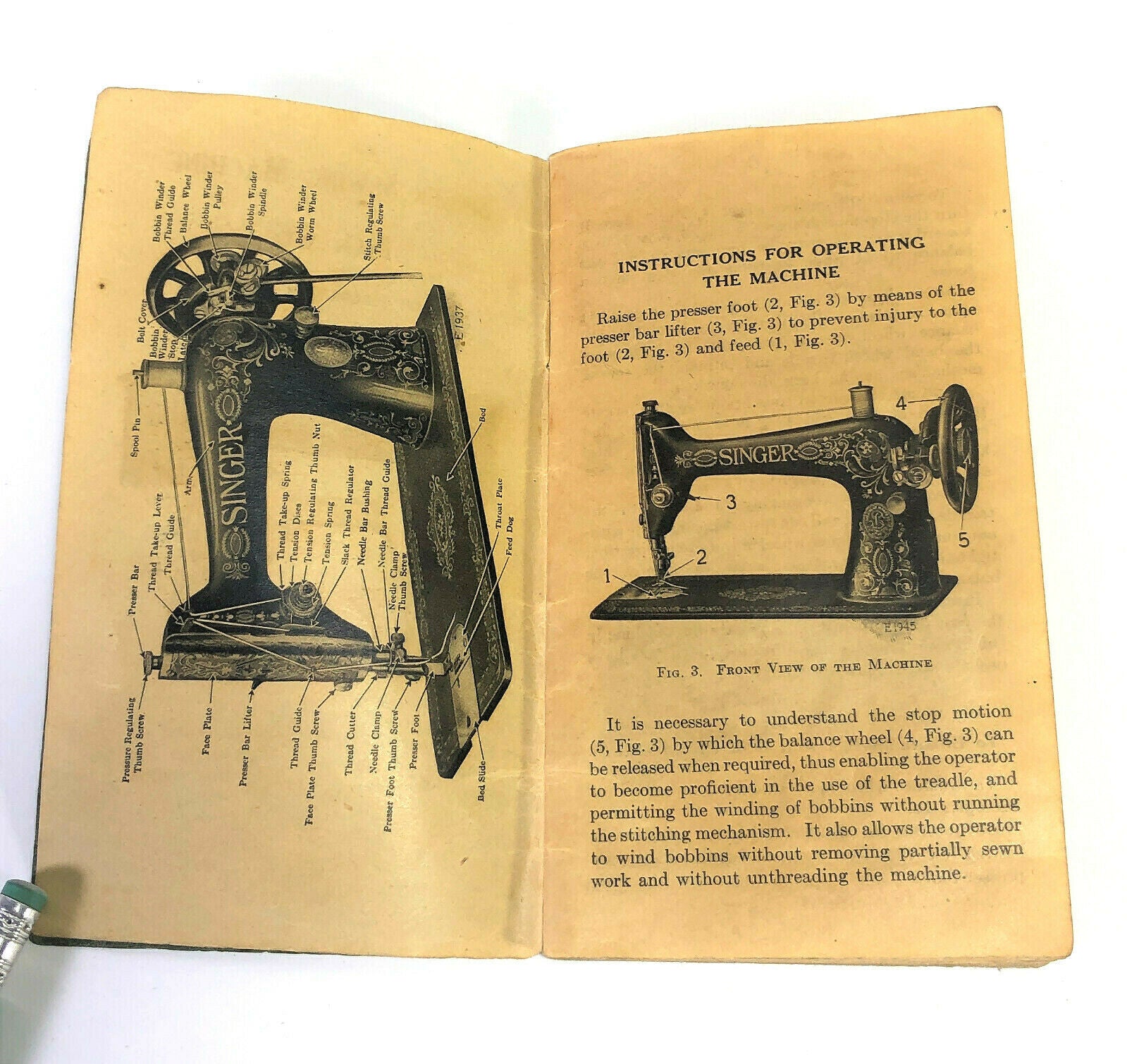 Singer 66 - 1 Red Eye Treadle Sewing Machine Instruction Manual Vintage Original 1915 - The Old Singer Shop