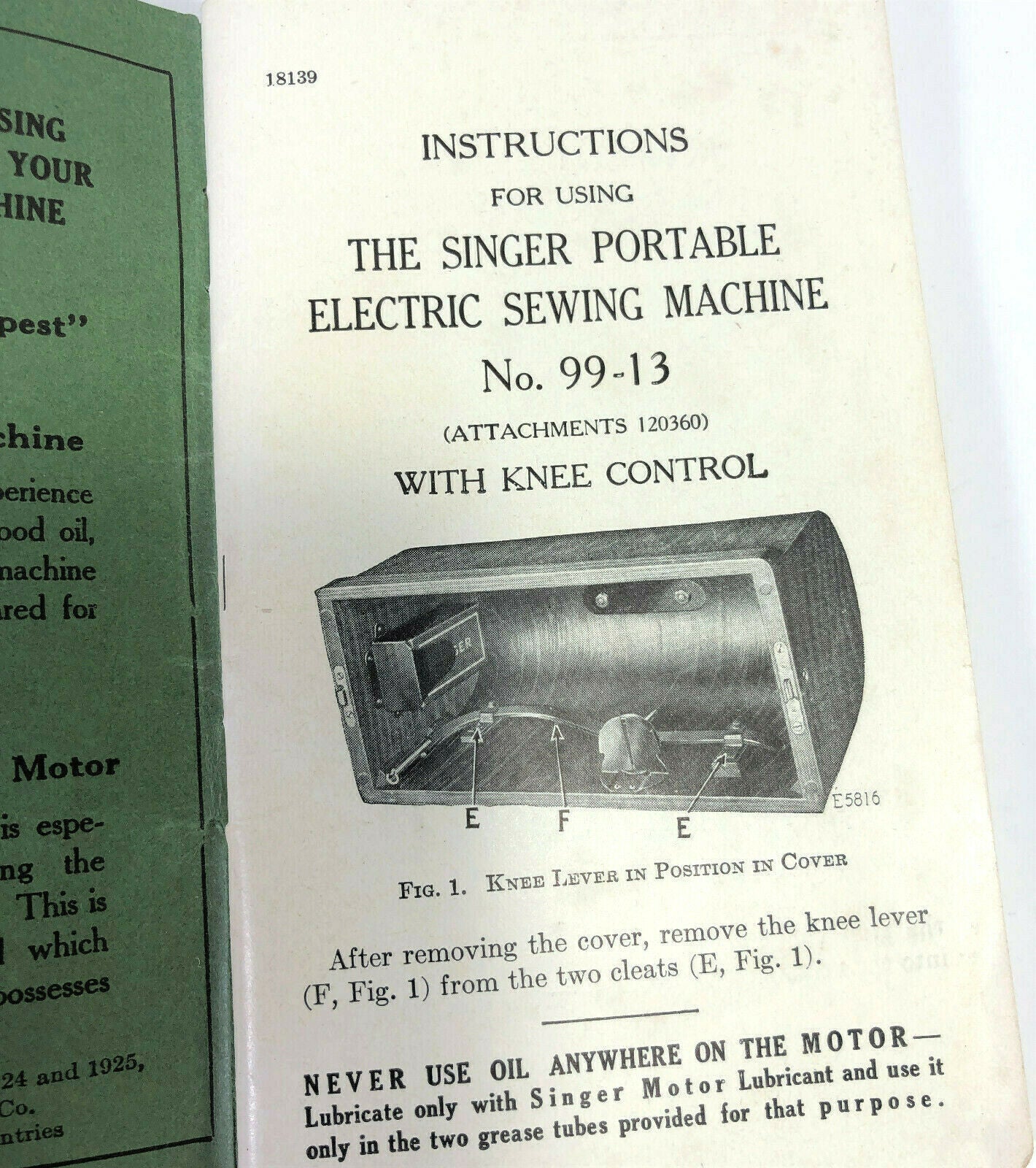 Singer 99 - 13 Sewing Machine w Knee Lever Instruction Manual Vintage Original 1925 - The Old Singer Shop
