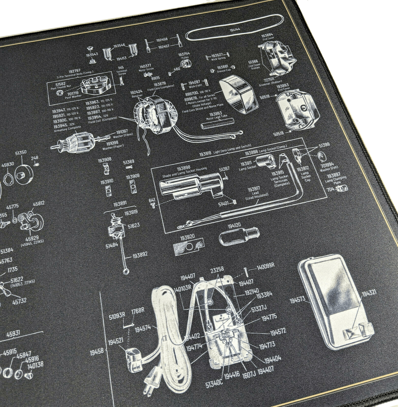 Singer Featherweight 221 Sewing Machine Schematic Service Work Mat - The Old Singer Shop