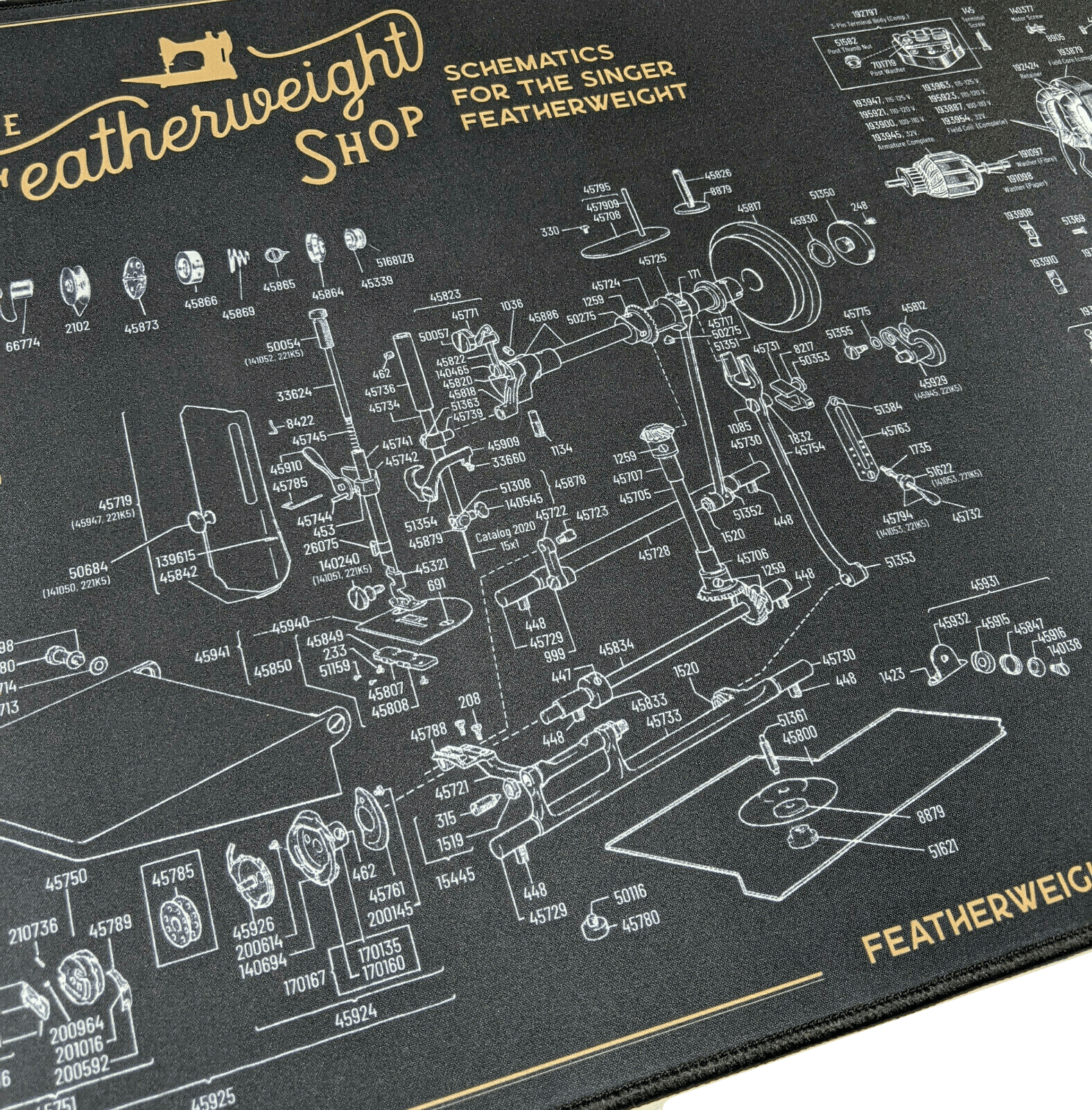Singer Featherweight 221 Sewing Machine Schematic Service Work Mat - The Old Singer Shop