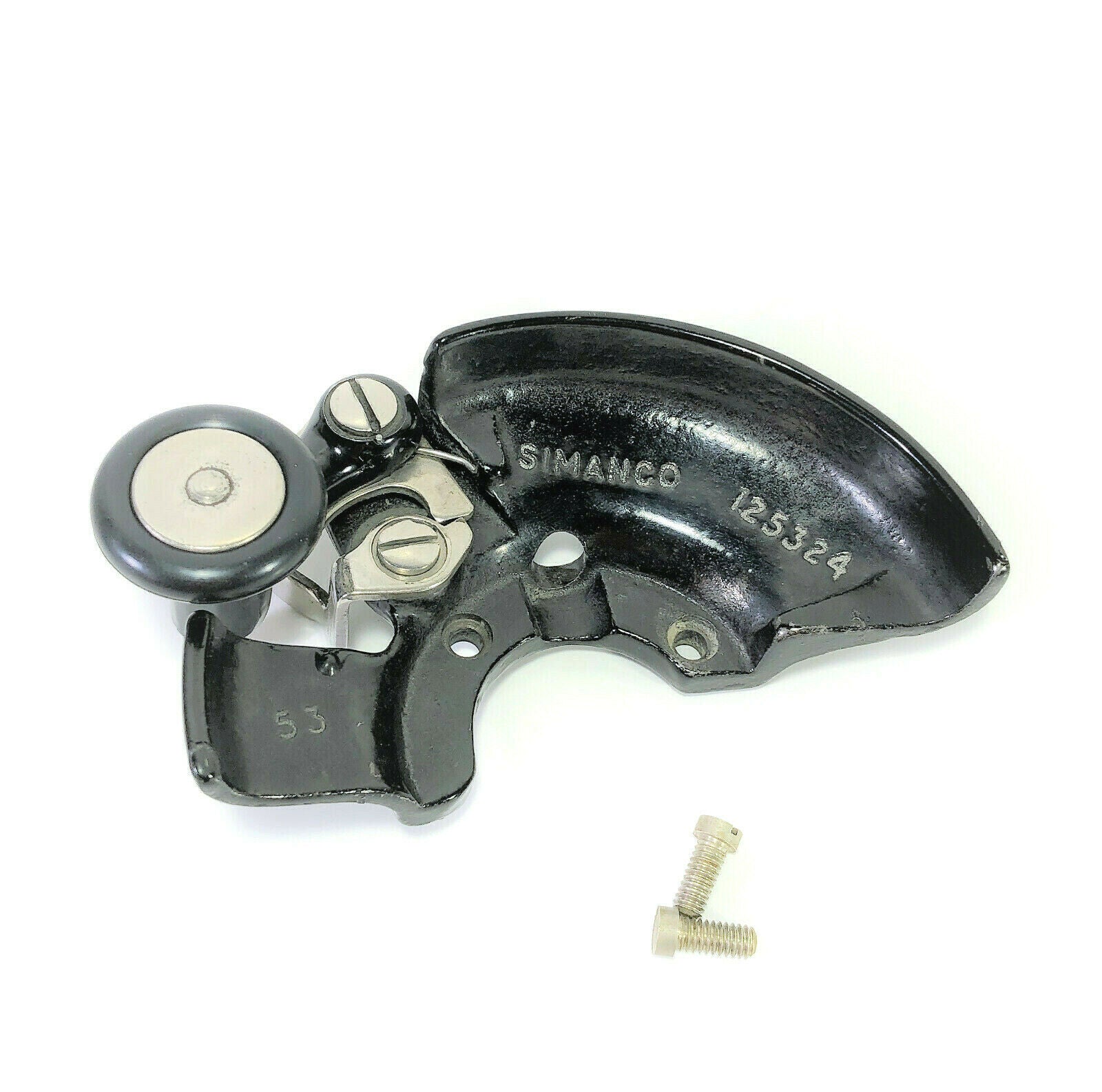 Singer 15K Bobbin Winder Assembly and Belt Guard w RAF Decal Nickel Simanco 15 - 96 - The Old Singer Shop