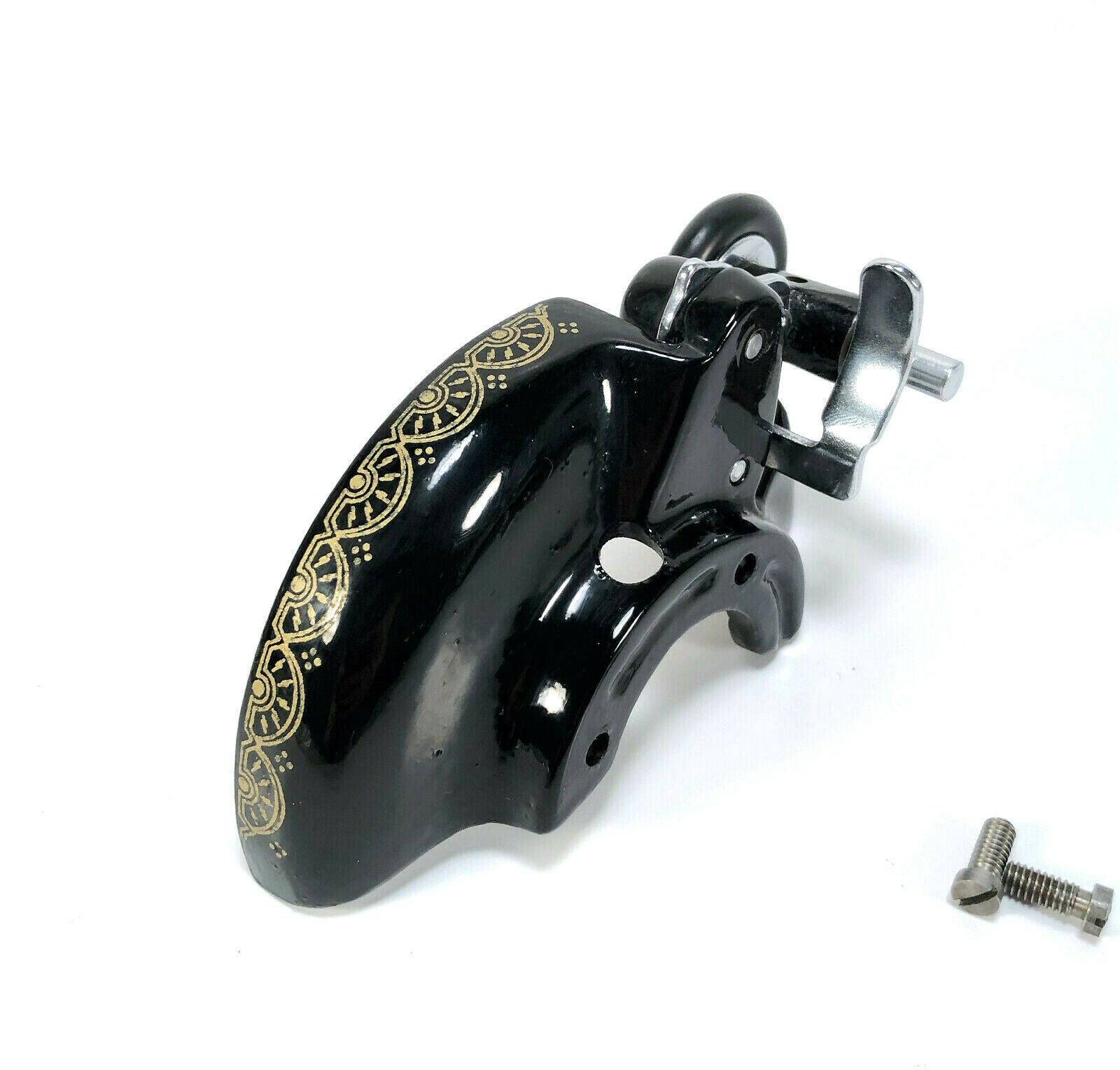 Singer 15K Bobbin Winder Assembly and Belt Guard w RAF Decal Chrome Simanco 15 - 96 - The Old Singer Shop