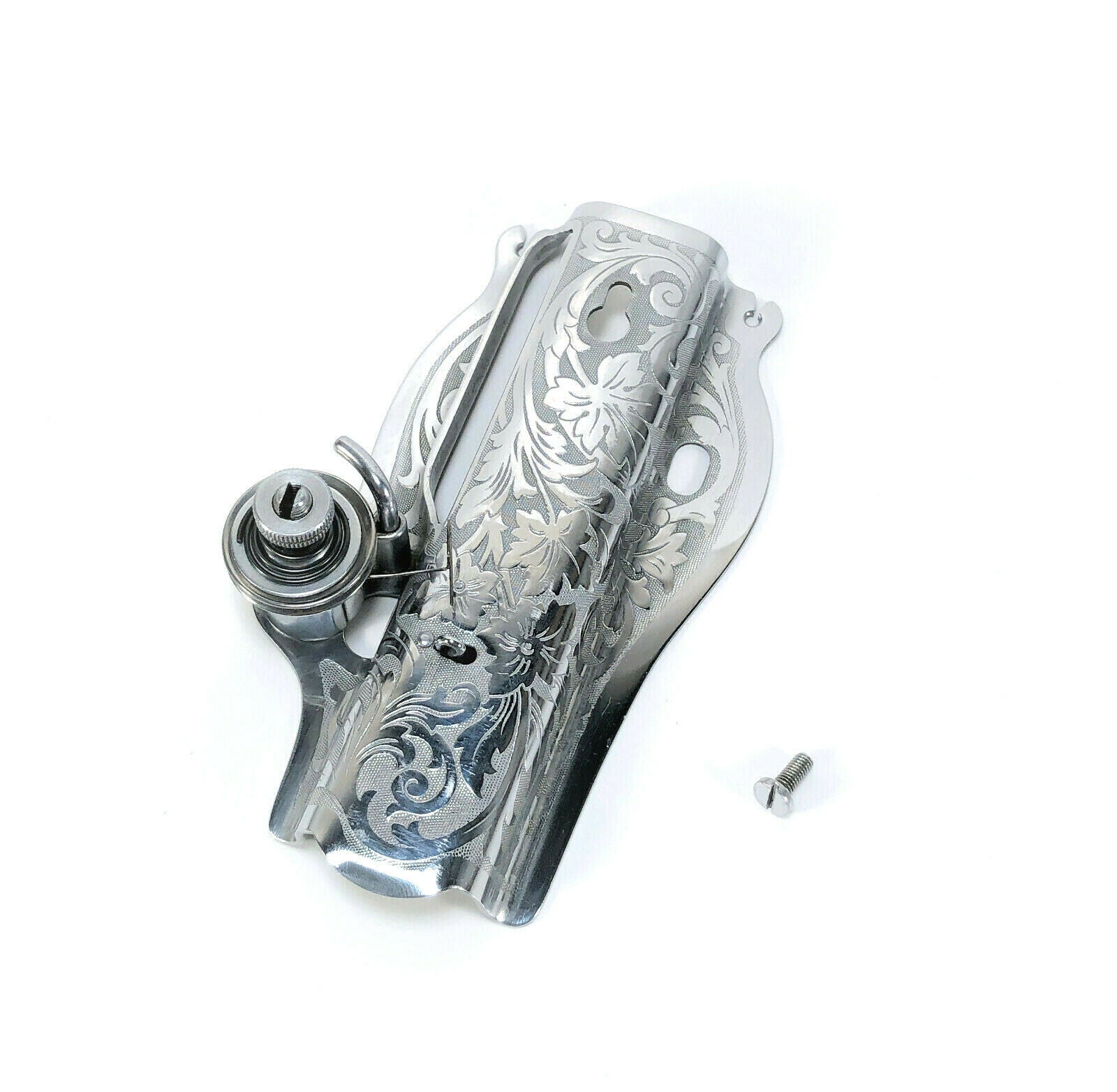 Early Singer 15 Sewing Machine Floral Face Plate and Tension Assembly in Chrome Simanco 15406 - The Old Singer Shop