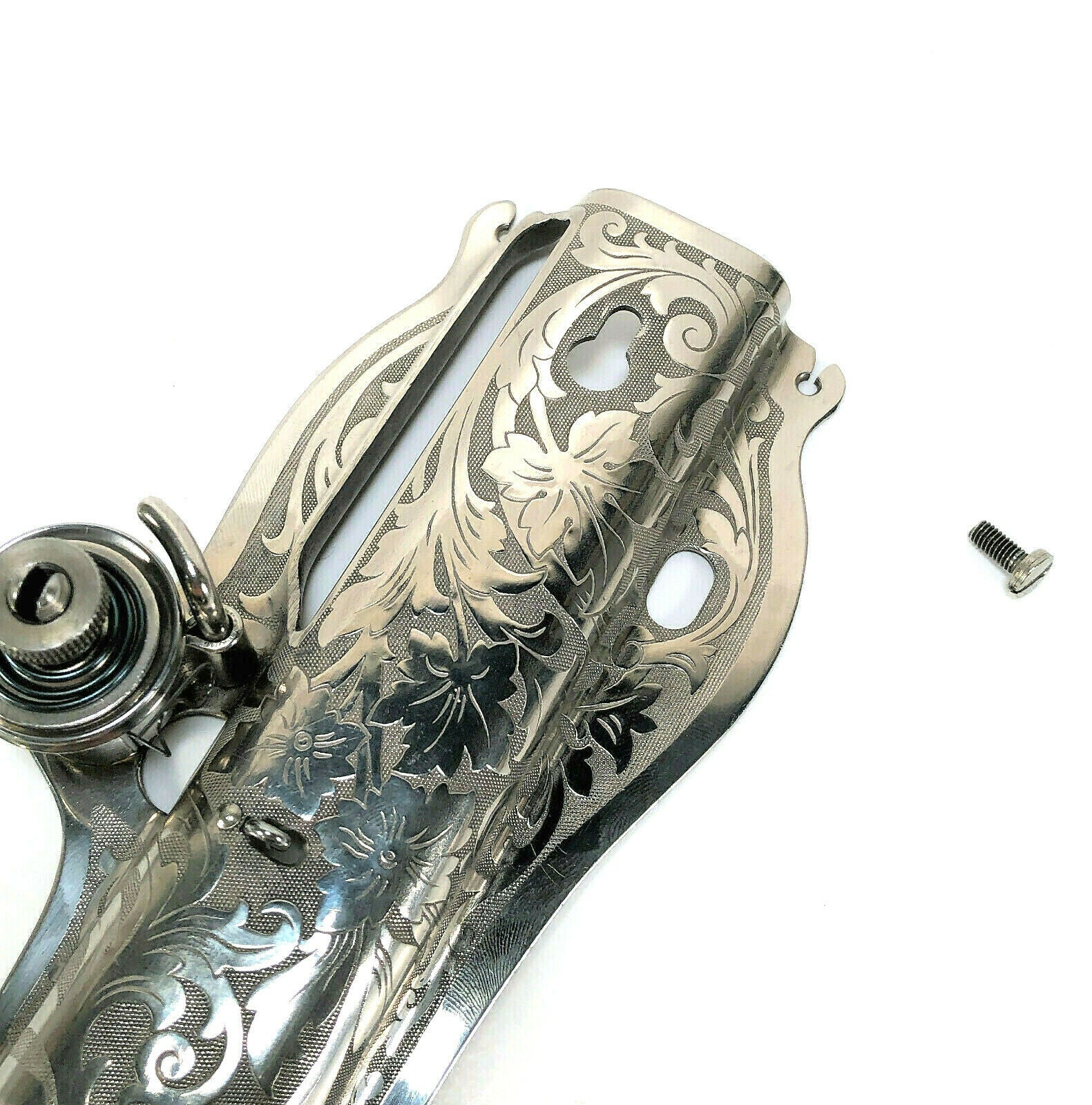 Early Singer 15 Sewing Machine Floral Face Plate and Tension Assembly Simanco 15406 - The Old Singer Shop