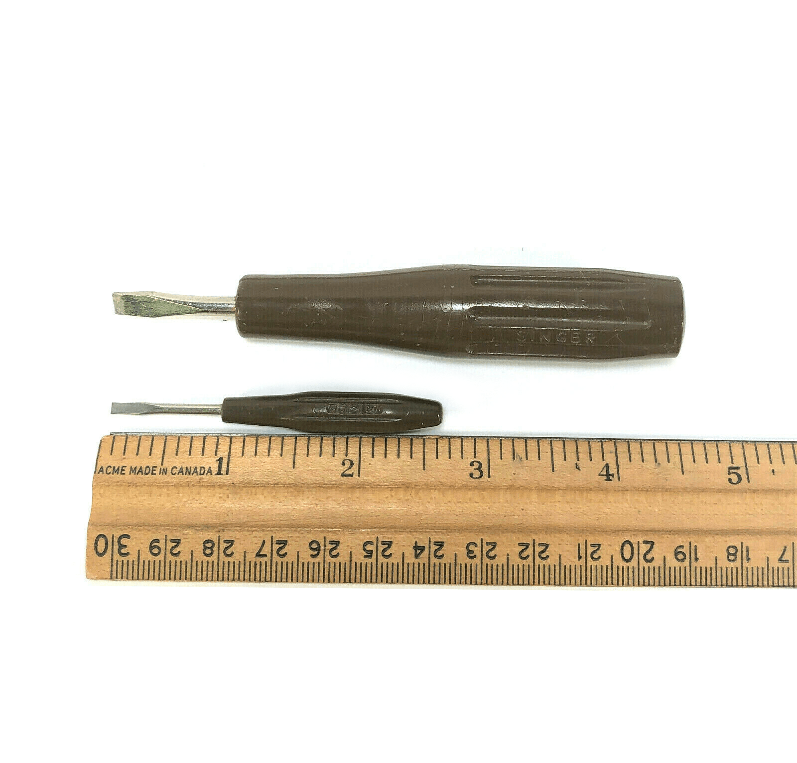 Vintage 60s Singer Sewing Machine Brown Handle Screwdriver Set Simanco 161294 161295 - The Old Singer Shop