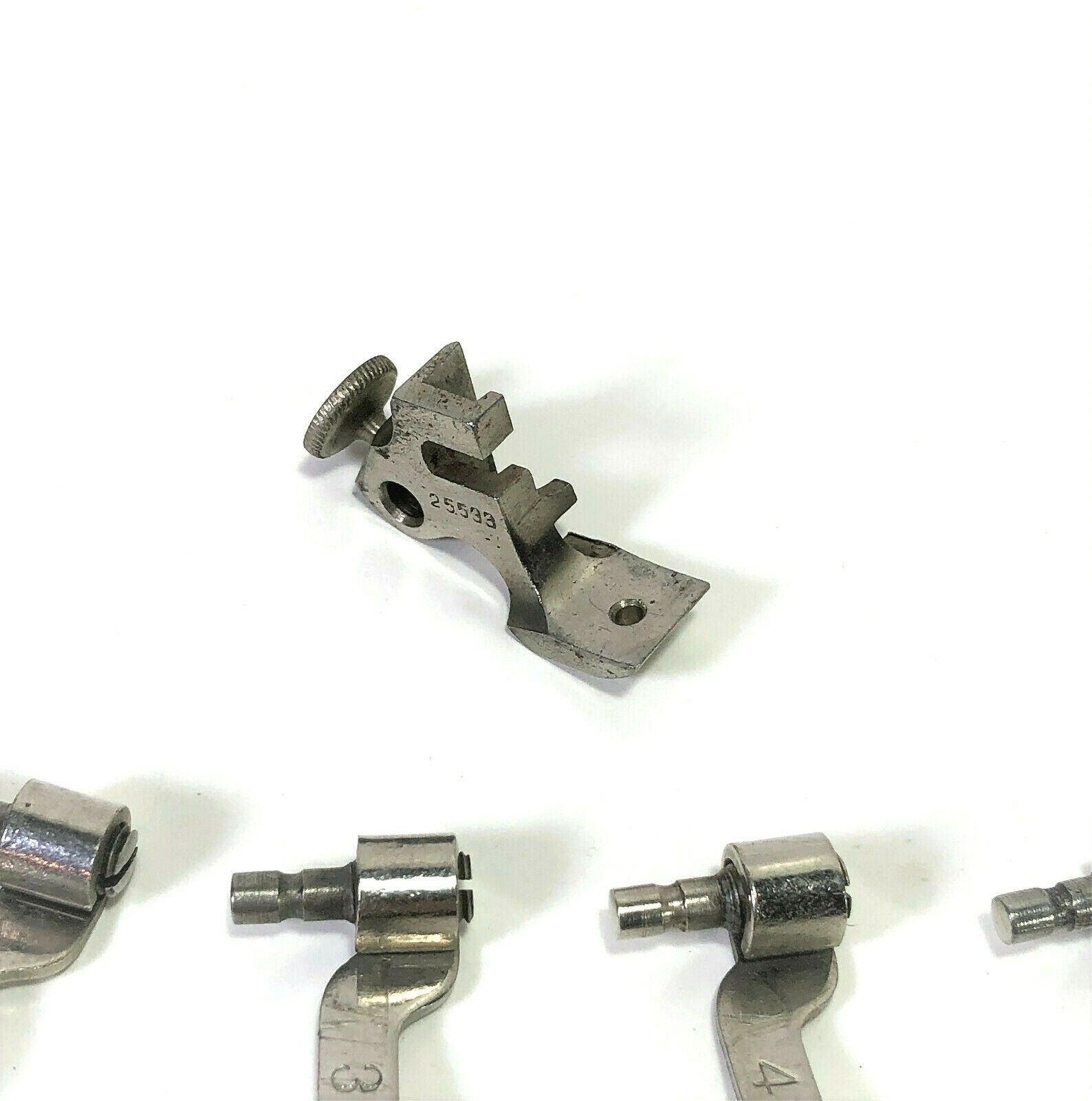 Early Singer Sewing Machine Low Shank Hemmer Foot Set Simanco 25533 Puzzle Box - The Old Singer Shop