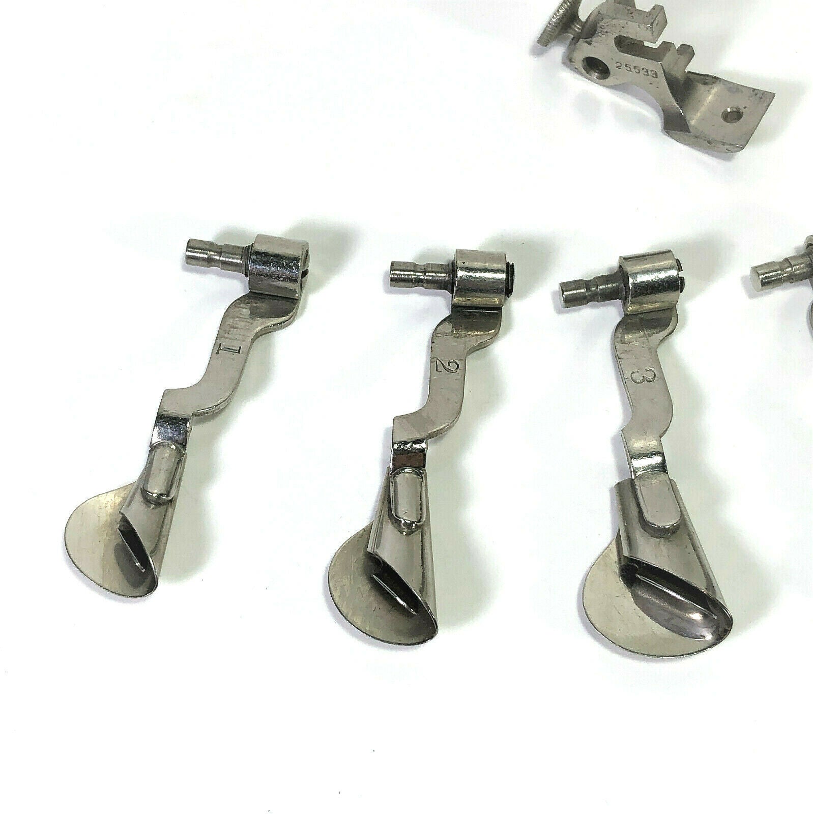 Early Singer Sewing Machine Low Shank Hemmer Foot Set Simanco 25533 Puzzle Box - The Old Singer Shop