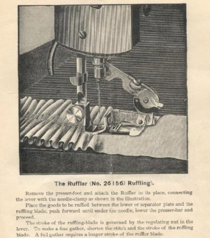 Early Singer Sewing Machine Low Shank Ruffler Foot Simanco 26156 Puzzle Box - The Old Singer Shop