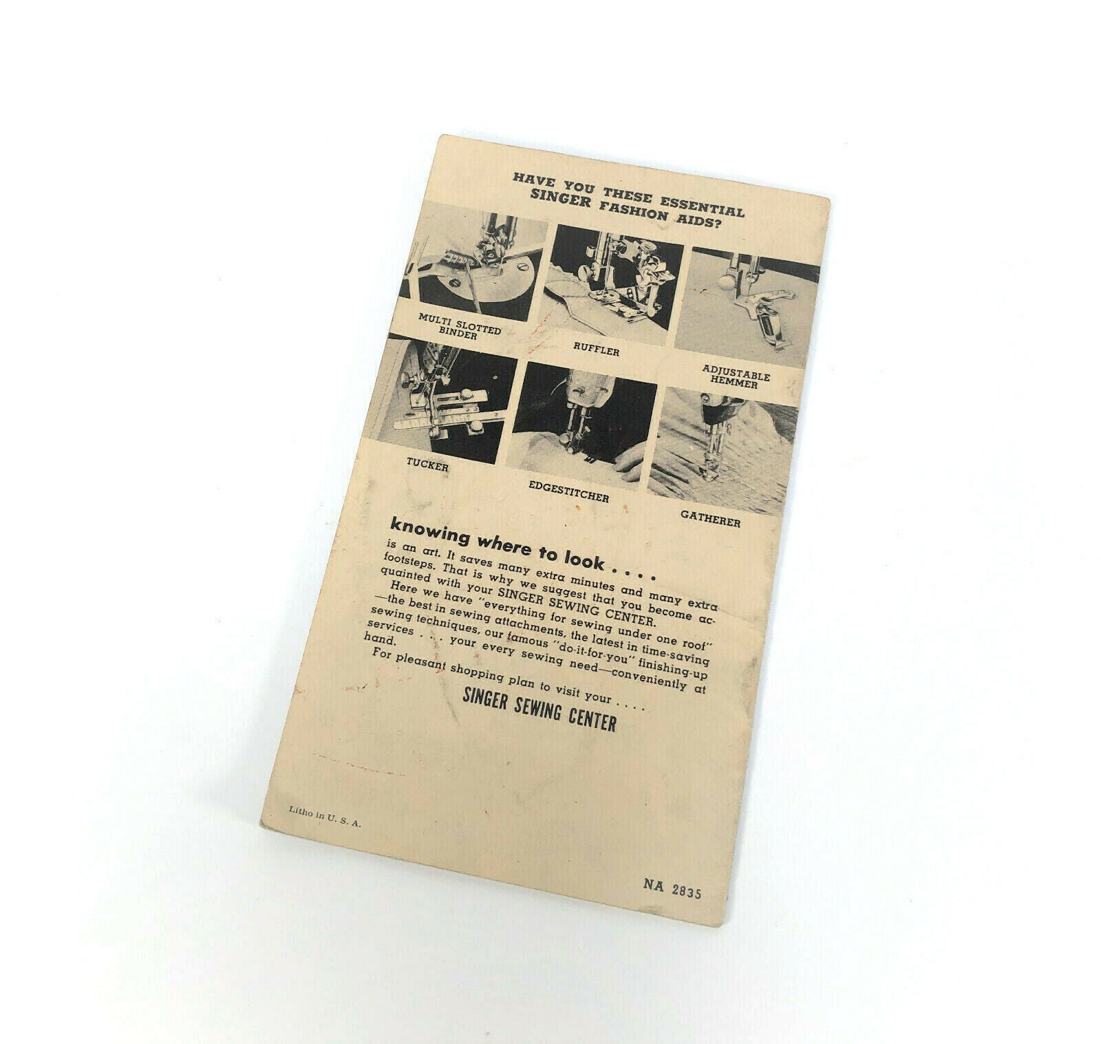 Singer Fashion Aids for Smart Finishes Advertising Brochure Pamphlet 1948 - The Old Singer Shop