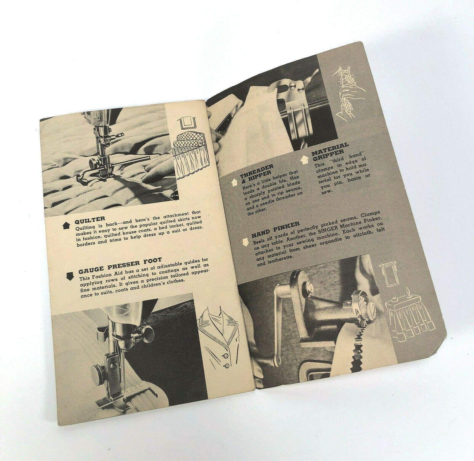 Singer Fashion Aids for Smart Finishes Advertising Brochure Pamphlet 1948 - The Old Singer Shop
