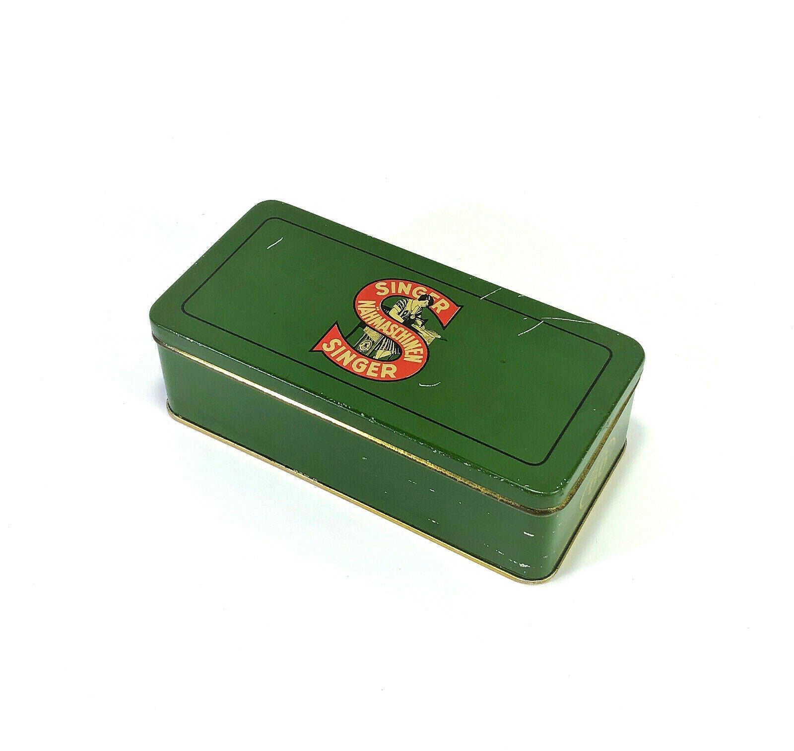 Vintage German Singer 66 Sewing Machine Green Tin Attachment Accessory Case Original - The Old Singer Shop