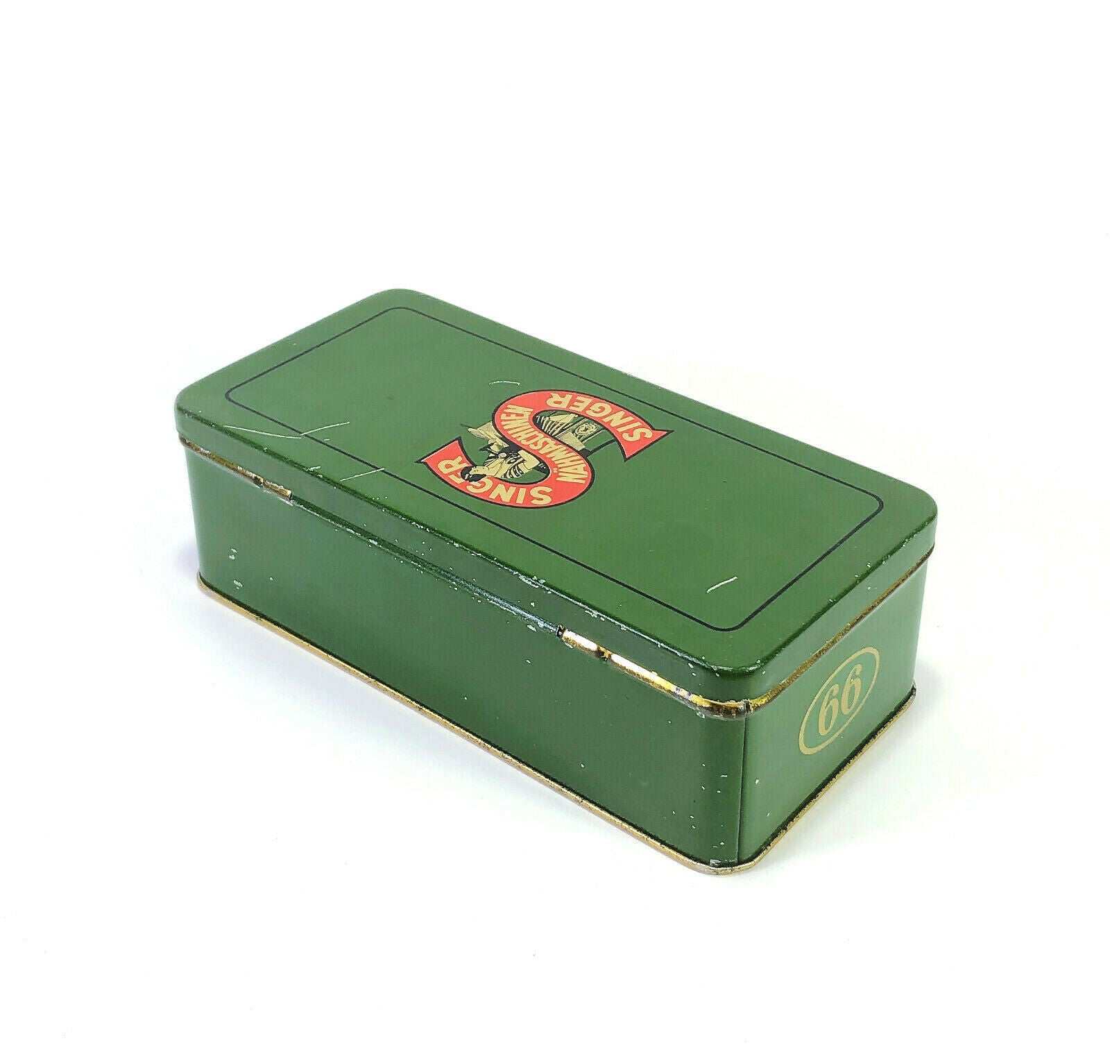 Vintage German Singer 66 Sewing Machine Green Tin Attachment Accessory Case Original - The Old Singer Shop