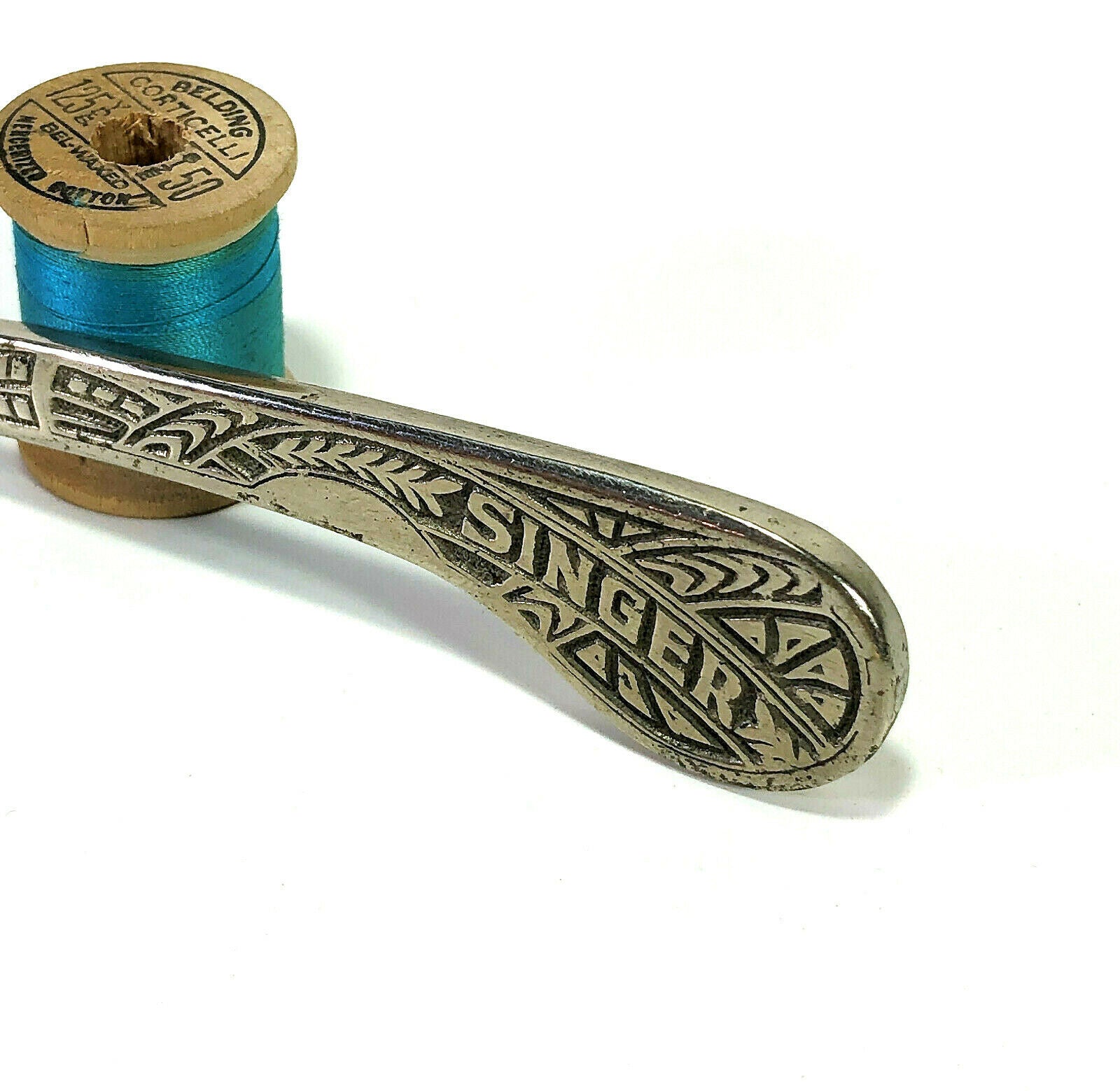 Rare 30s Singer Sewing Machine Solid Cast Nickel Art Deco Pattern Tracing Wheel - The Old Singer Shop