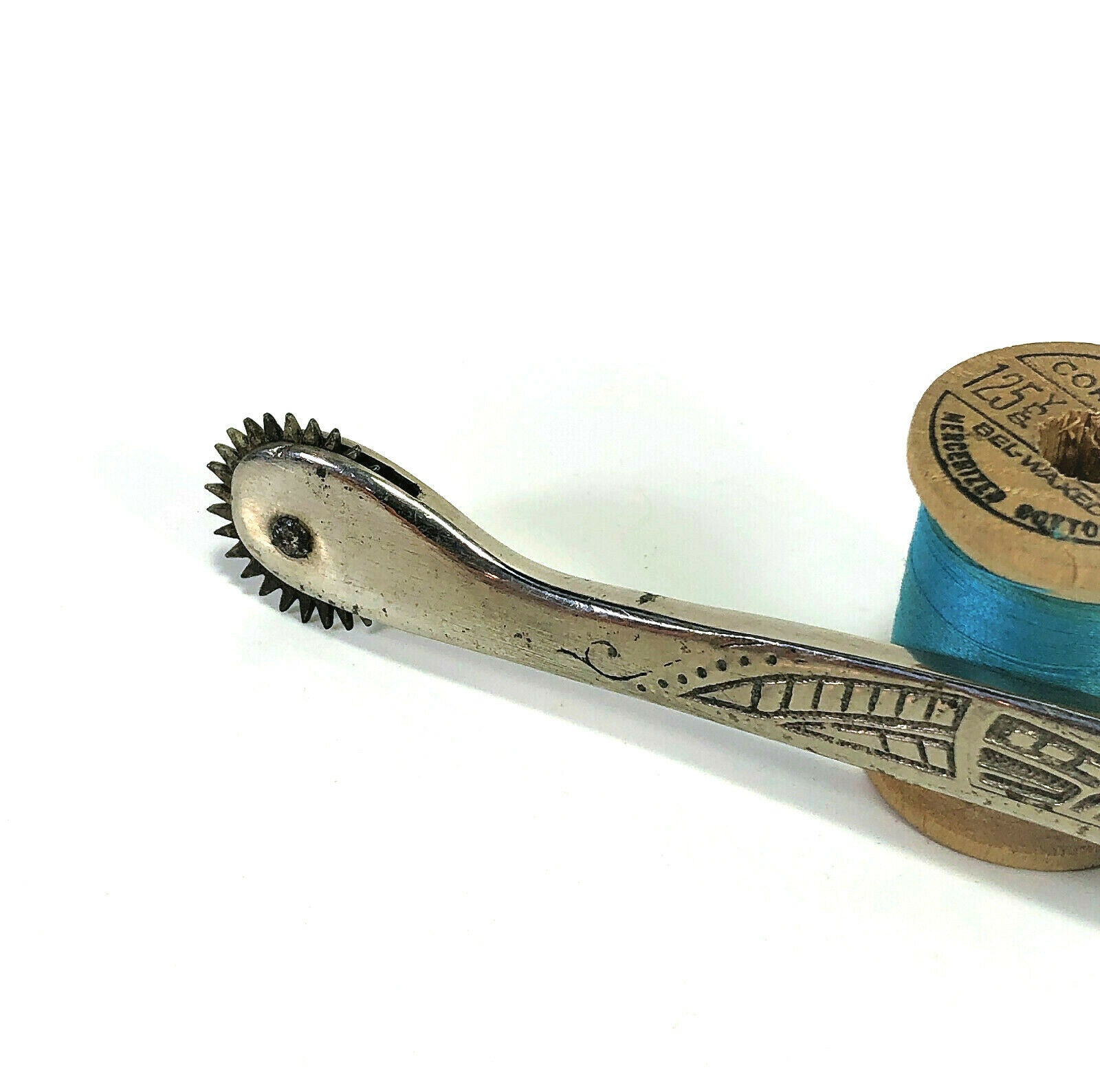 Rare 30s Singer Sewing Machine Solid Cast Nickel Art Deco Pattern Tracing Wheel - The Old Singer Shop