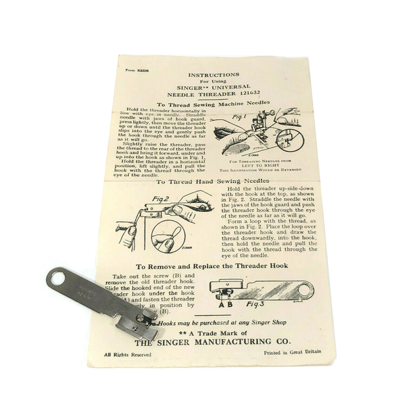 Singer Sewing Machine Universal Needle Threader Simanco 121632 - The Old Singer Shop