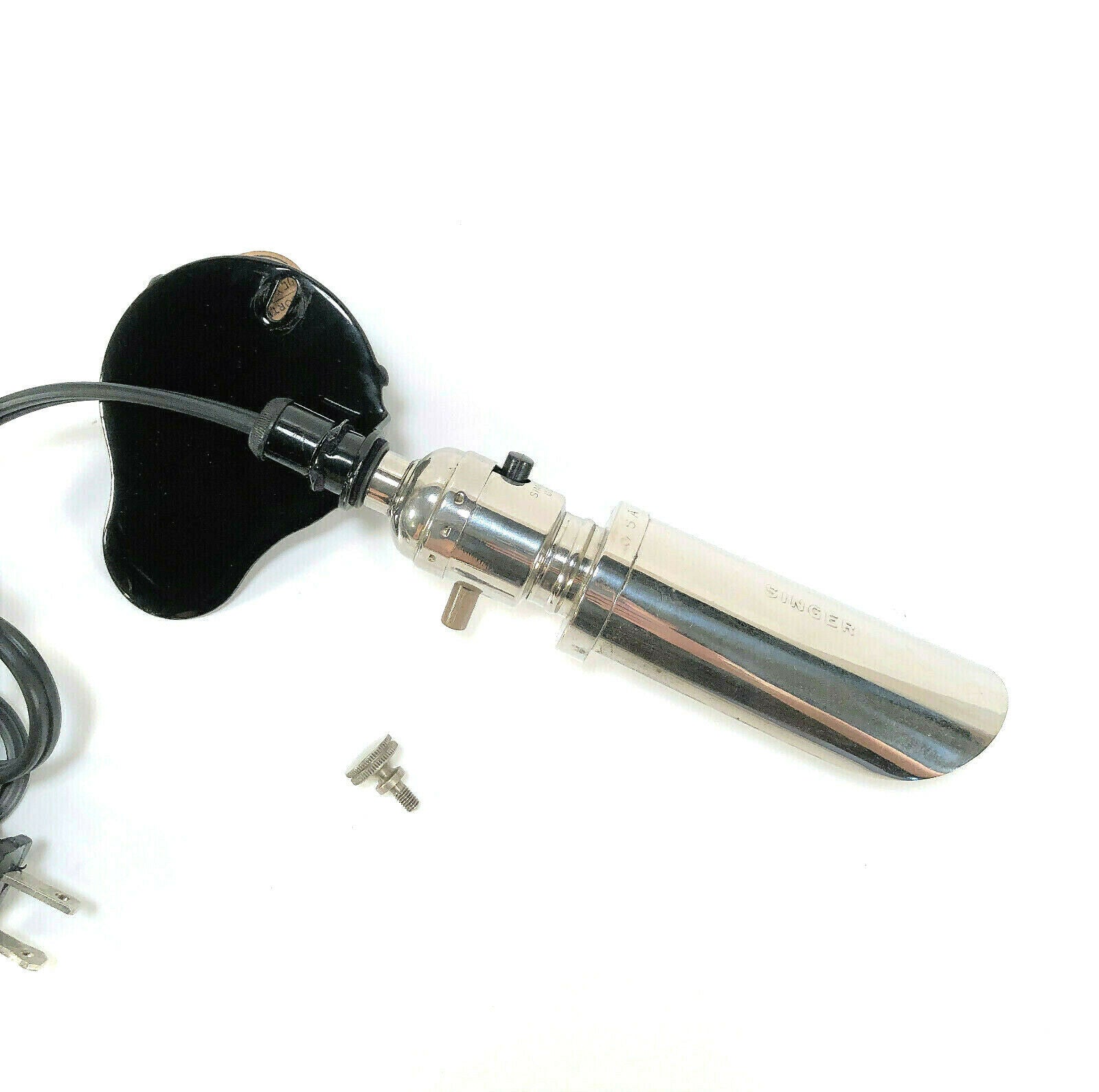 Singer Treadle Sewing Machine Work Light Lamp Nickel Plate Original Simanco Part - The Old Singer Shop