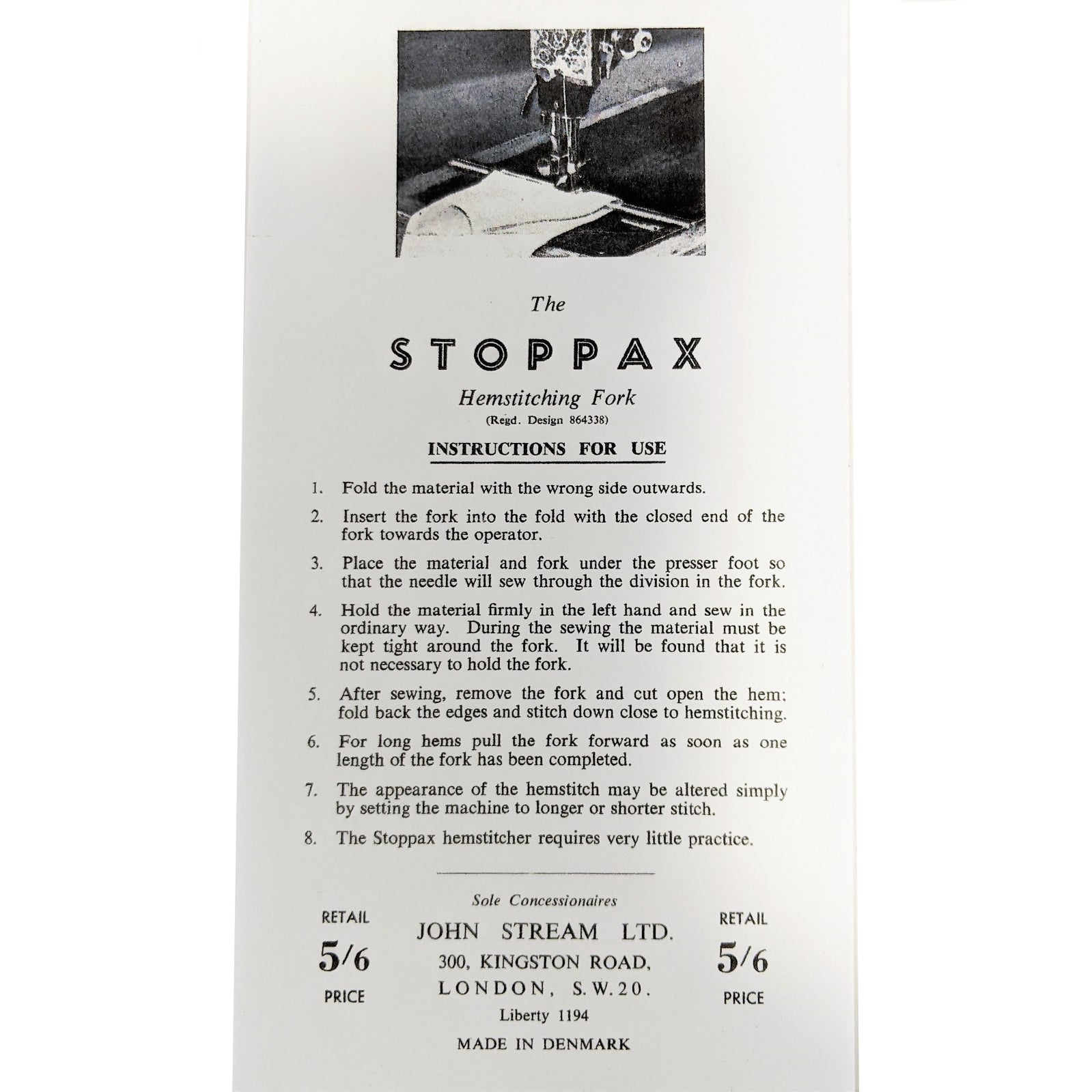 Rare Stoppax Hemstitching Fork Vintage Sewing Machine Accessory - The Old Singer Shop