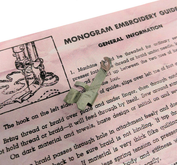 Vintage Sewing Machine Monogram Embroidery Guide Attachment - The Old Singer Shop