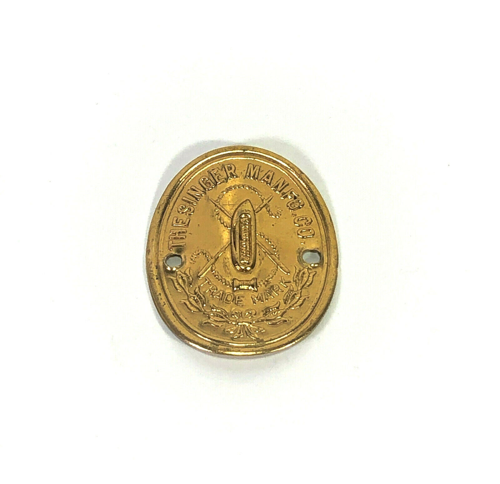 Vintage Singer 221 Featherweight Sewing Machine Brass Badge Emblem Medallion - The Old Singer Shop