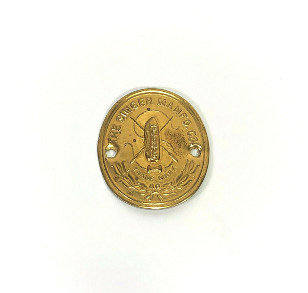 Vintage Singer Sewing Machine Brass Badge Emblem Medallion Large Full Size - The Old Singer Shop