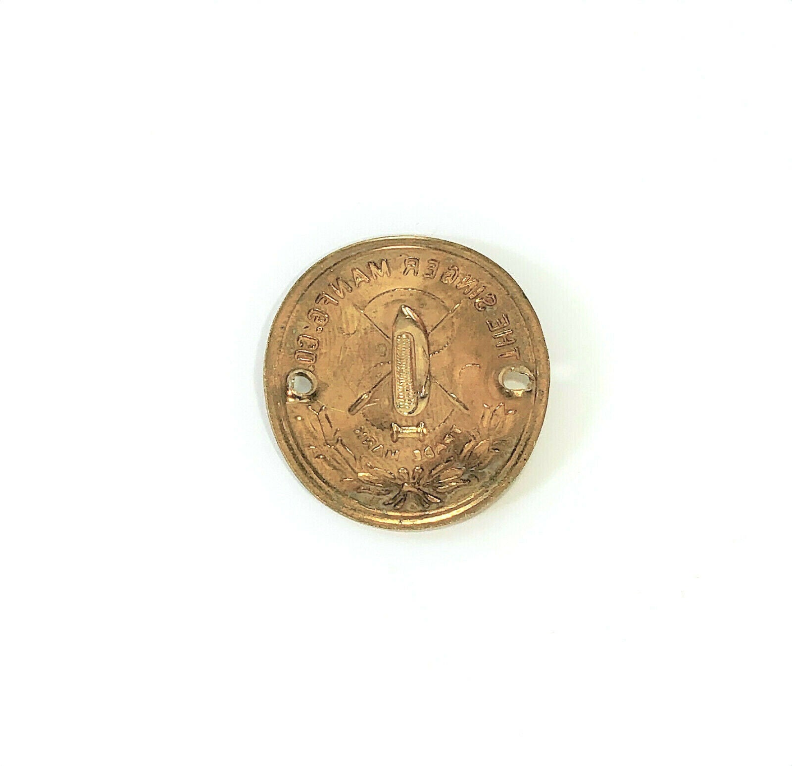 Vintage Singer Sewing Machine Brass Badge Emblem Medallion Large Full Size - The Old Singer Shop