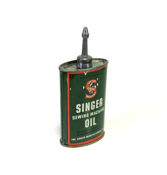Vintage Singer Sewing Machine Oval 3 oz Oil Can Handy Oiler with Lead Spout - The Old Singer Shop